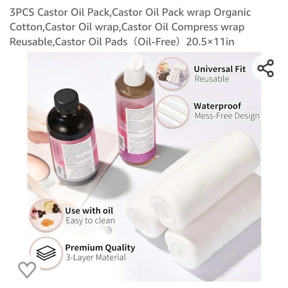 New in box! Castor oil pack pads 3 reusable organic compression wraps